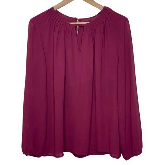 NAKED ZEBRA | Long Sleeve Lightweight Raspberry Red Blouse | Size L - Picture 1 of 10